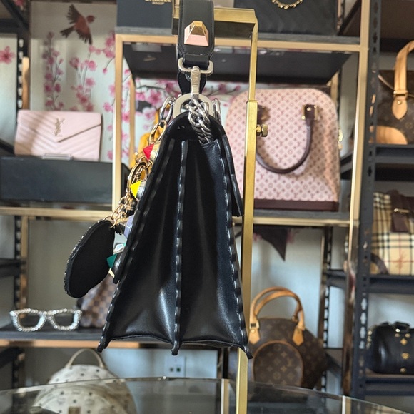 Fendi Black Kani Leather Satchel with Multicolored Stud Accents and Charm - Picture 3 of 7